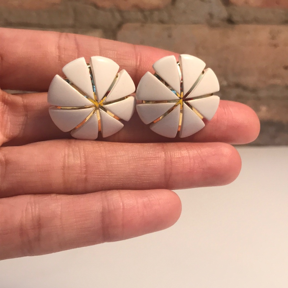 VINTAGE White Pizza pie earrings